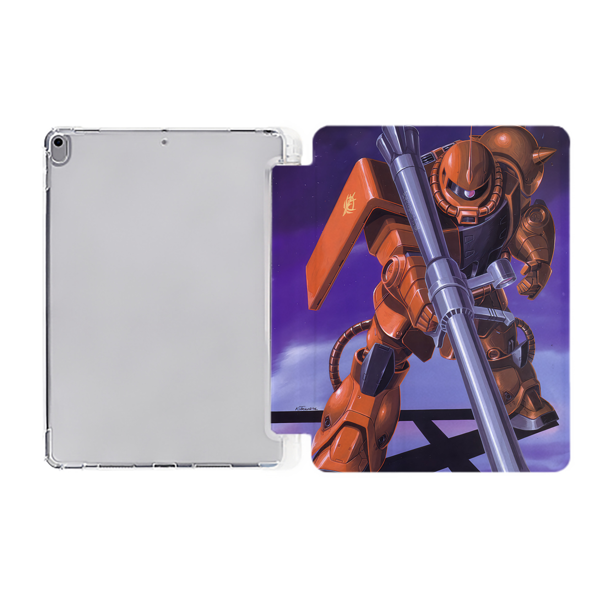 （画像用） 機動戦士ガンダム Mobile Suit Gundam IPad ケース ペン収納付き 三つ折りスタンド PUレザー×シリコン 対応機種9.5/10.5/10.9インチ